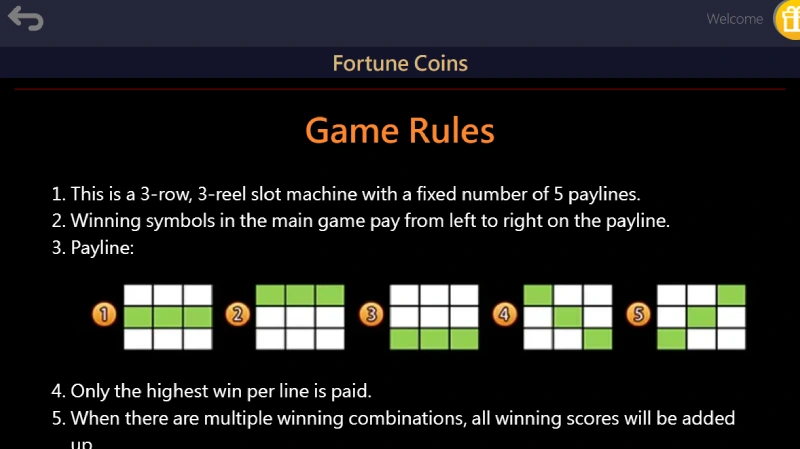 Payline dan Aturan Permaian Fortune Coins