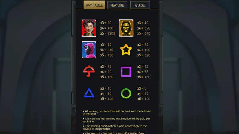 Simbol Penting dan Nilai Pembayaran - Squid Game 2 Mukunghwa