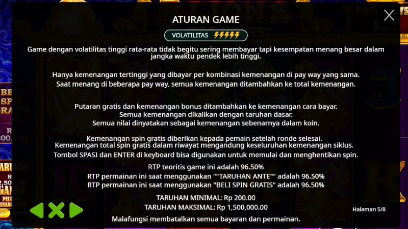 RTP dan Volatilitas Analisis 5 Lions Megaways