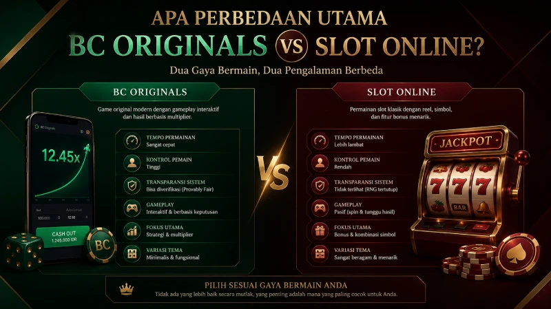 Apa Perbedaan Utama BC Originals dan Slot Online
