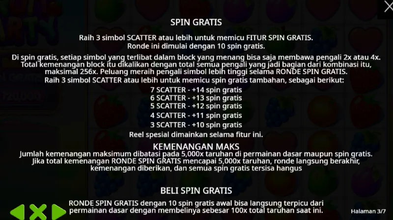 Free Spins dan Potensi Maksimum Fruit Party