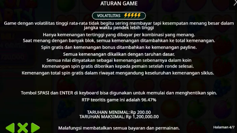 RTP dan Volatilitas Slot Fruit Party