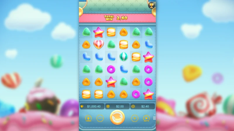 Gameplay Candy Burst - Grid 6x6 dan Cluster Pays