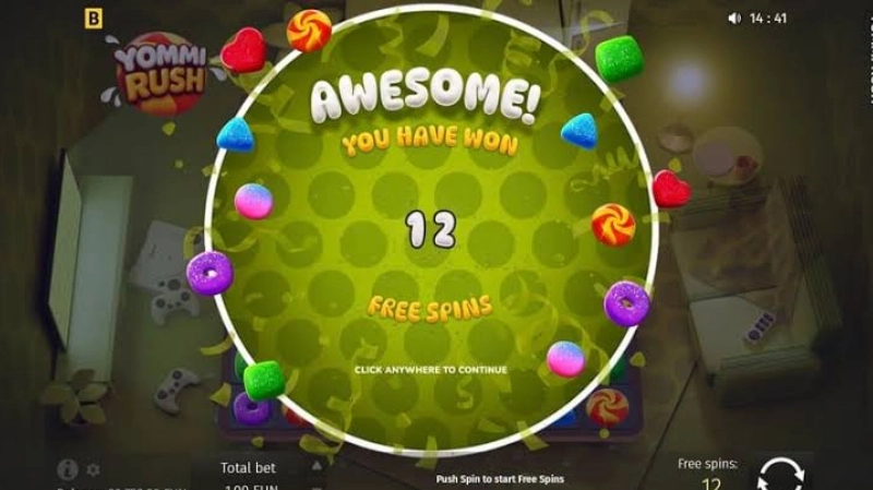 Bonus 12 Free Spins Yommi Rush