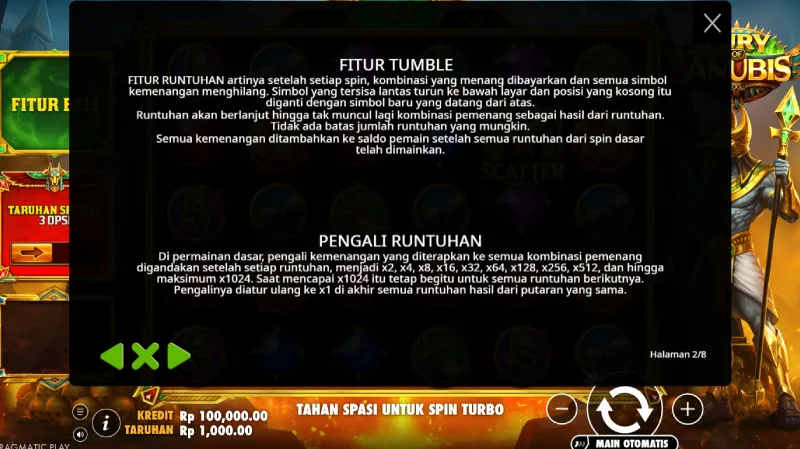 Fitur Tumble Multiplier - Jantung Matematika Fury of Anubis