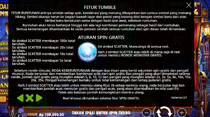 Fitur Tumble Slot Madame Destiny Megaways