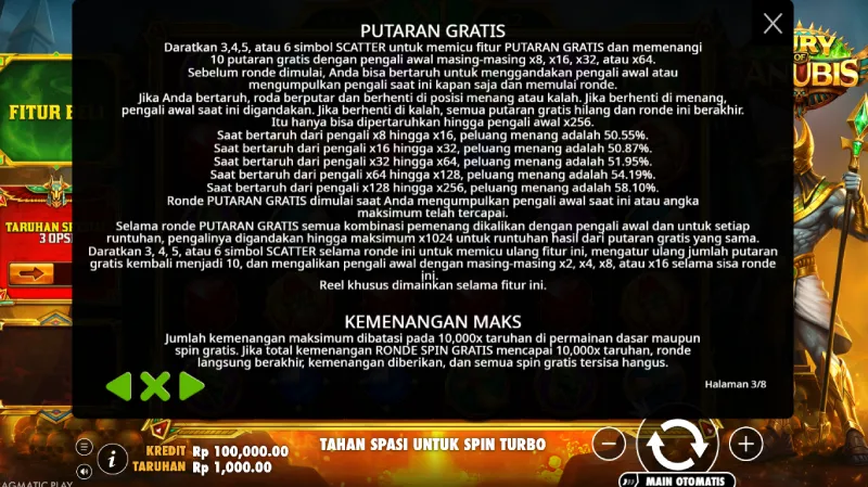 Free Spins Fury of Anubis - Starting Multiplier yang Menentukan Nilai Bonus