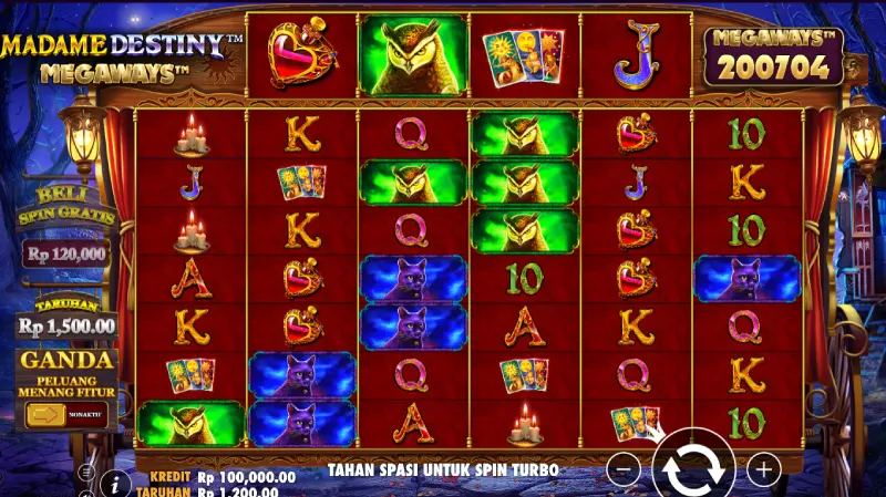 Tampilan Slot Madame Destiny Megaways